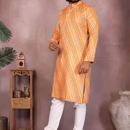subhvastaram Men Leheriya Printed Regular Pure Cotton Kurta with Pyjamas image 2