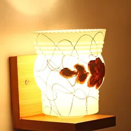 SOMIL Brown & White Printed Wood Abstract Shaped Wall Lamp-picture-42