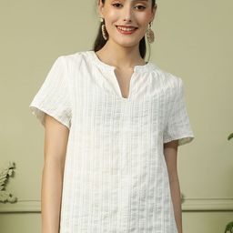 Oxolloxo Women V-Neck Cotton Dobby Top-picture-39