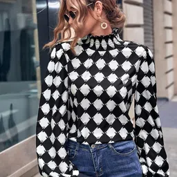 Stylecast X Slyck Geometric Print Puff Sleeve Top image 2