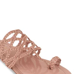 Mast & Harbour Women Party One Toe Flats with Laser Cuts image 2