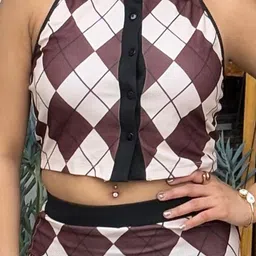 BAESD Checked Sleeveless Top With Skirt image 3