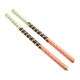 golden peacock Golden Set Of 2 Dandiya Sticks With Satin Wrap-picture-26