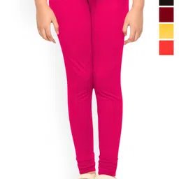 Tik Tok WEARS Girls Pack Of 5 Mid-Rise Churidar Length Leggings-image-16