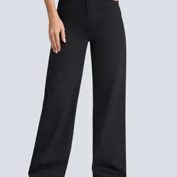 AngelFab Women Wide Leg High-Rise Stretchable Jeans-picture-11