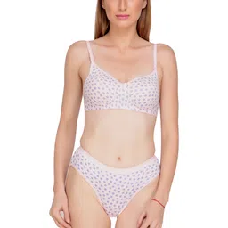 Liigne Women Pack Of 4 Everyday Printed Padded Bra Pure Cotton Lingerie Set image 2