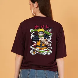 kintu parantu Women Pack of 2 Naruto Graphic Printed Round Neck Relaxed Fit T-shirts image 5