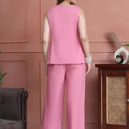 JABAMA Solid Pure Cotton Co-Ords With Embroidered Details image 3