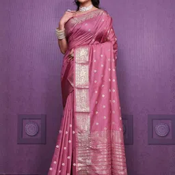 AMRUTKALA SAREES Ethnic Motifs Zari Silk Blend Banarasi Saree-picture-2
