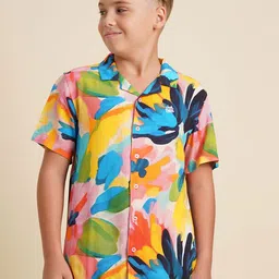 Jack & Jones Junior Boys Cuban Collar Abstract Printed Casual Shirt image 2