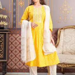 BAESD Girls Ethnic Motifs Printed Mirror Work Kurta-picture-31