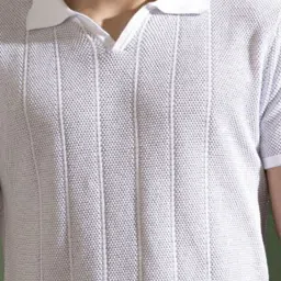 The Tie Hub Men Textured Polo T-shirt image 5