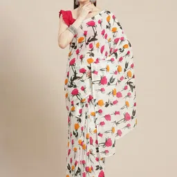 JAIPURI PRINT Floral Pure Cotton Bagru Saree image 1