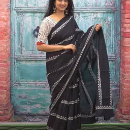 Sanganeri Printed Ethnic Motifs Pure Cotton Bagru Saree-image-83
