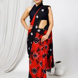 JAIPURI BLOCK PRINT Geometric Printed Pure Cotton Bagru Saree-picture-21