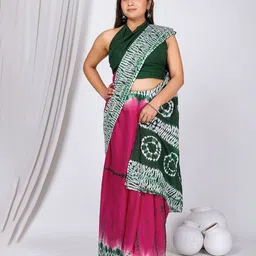 JAIPURI BLOCK PRINT Tie and Dye Pure Cotton Bagru Saree-picture-35
