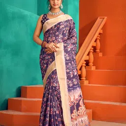 KALINI Floral Zari Silk Blend Saree-picture-11