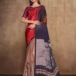 Mitera Colourblocked Pure Silk Saree-image-0