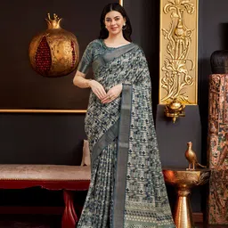 Rekha Maniyar Floral Printed Zari Pure Silk Saree-image-22
