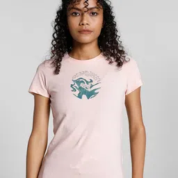 Puma Women Evide Graphic Printed Cotton T-Shirt-image-2