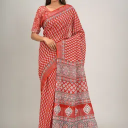 JALTHER Floral Block Print Saree-picture-26