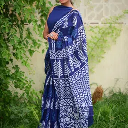 KIAARON Floral Pure Cotton Block Print Saree-picture-10