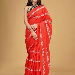 clothonus Ethnic Motifs Printed Pure Cotton Block Print Saree-image-98