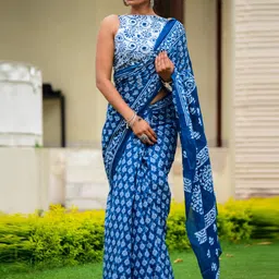 clothonus Ethnic Motifs Pure Cotton Block Print Saree-picture-15