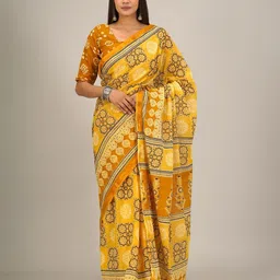 clothonus Ethnic Motifs Printed Pure Cotton Block Print Saree-picture-14