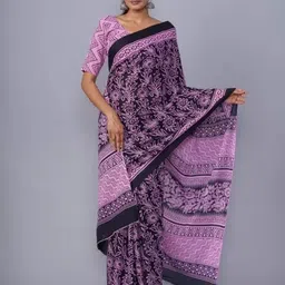 clothonus Ethnic Motifs Pure Cotton Block Printed Saree-picture-11