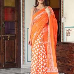 clothonus Ethnic Motifs Printed Pure Cotton Block Print Saree-picture-23