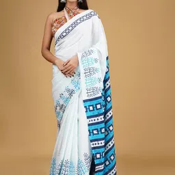clothonus Ethnic Motifs Pure Cotton Block Print Saree-picture-37