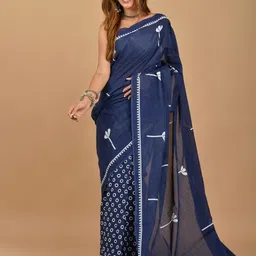clothonus Ethnic Motifs Pure Cotton Block Print Saree-picture-14