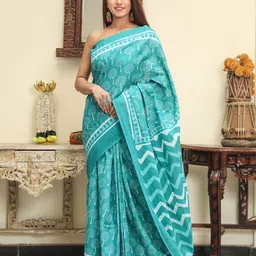 clothonus Ethnic Motifs Pure Cotton Block Print Saree-picture-39
