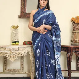 clothonus Ethnic Motifs Pure Cotton Block Print Saree-picture-20
