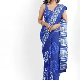 clothonus Ethnic Motifs Printed Pure Cotton Block Print Saree-image-60