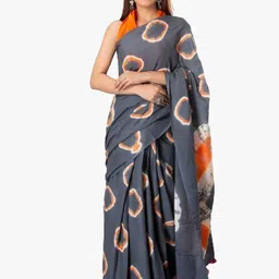 JALTHER Tie and Dye Block Print Pure Cotton Saree-picture-16