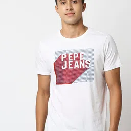 Pepe Jeans Men White & Red Typography Printed Applique Slim Fit T-shirt-picture-42