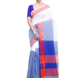 PuJoy Colourblocked Pure Cotton Taant Saree-picture-30