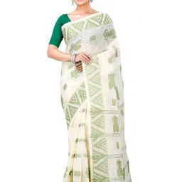 PuJoy Woven Design Pure Cotton Taant Saree-picture-32