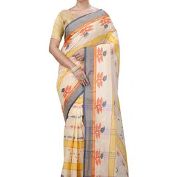DipDiya Floral Woven Design Pure Cotton Taant Saree-picture-14