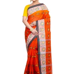 PuJoy Woven Design Pure Cotton Taant Saree-picture-16