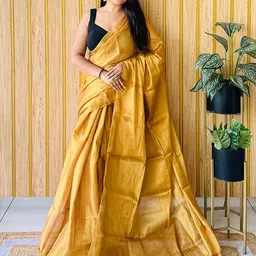 Anouk Solid Tissue Saree With Blouse Piece-picture-40