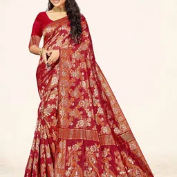 KALINI Ethnic Motif Woven Design Zari Banarasi Saree-picture-36