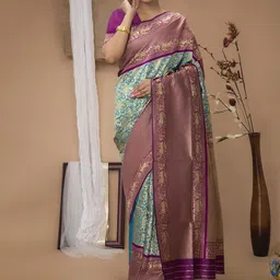 BerMondsey Ethnic Motif Zari Woven Banarasi Saree-picture-36