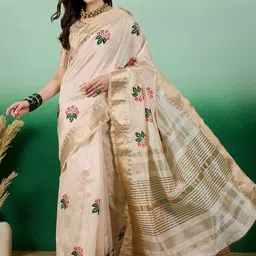 SERONA FABRICS Floral Embroidered Zari Banarasi Saree image 1