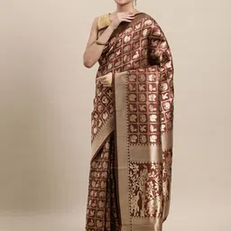 Royal Rajgharana Saree Maroon & Golden Woven Design Patola Saree-picture-41