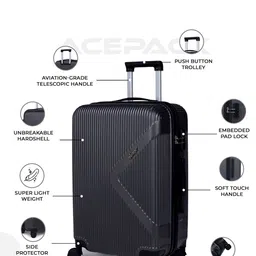 ACEPACK Starlink Set Of 2 Textured Hard Sided Medium & Cabin Trolley Bags image 4