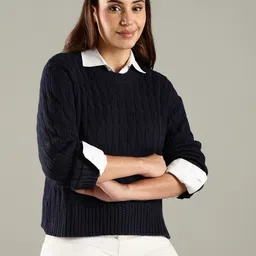 Tommy Hilfiger Women Cable Knit Ribbed Pullover-image-83