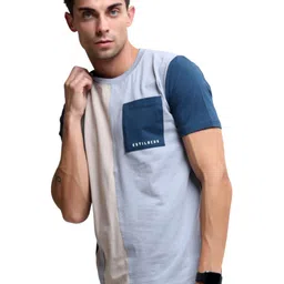 Estilocus Men Colourblocked Round Neck Cotton T-shirt-picture-21